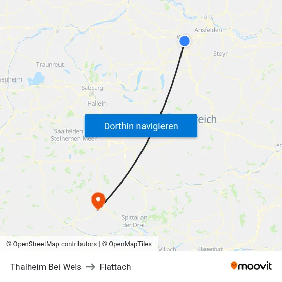 Thalheim Bei Wels to Flattach map