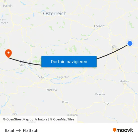 Ilztal to Flattach map