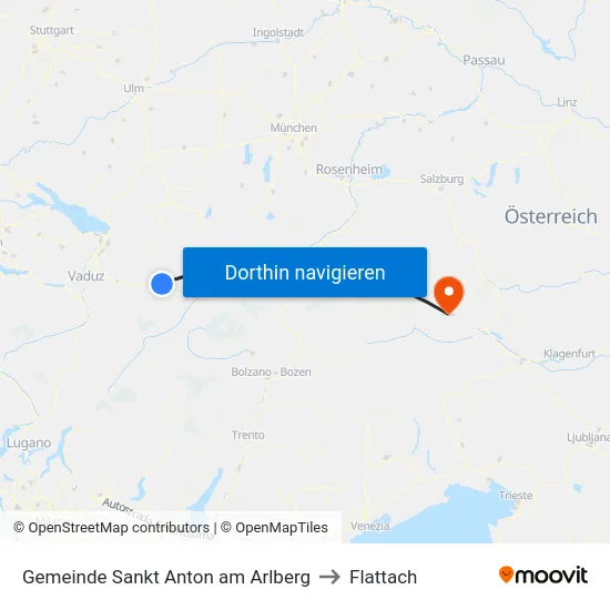 Gemeinde Sankt Anton am Arlberg to Flattach map