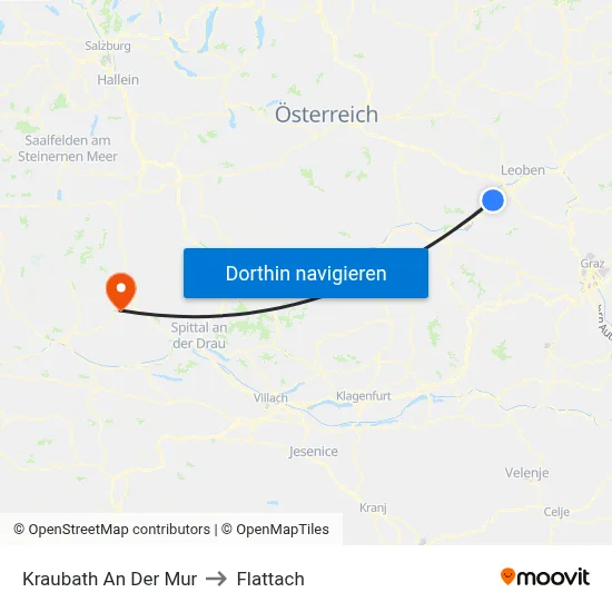 Kraubath An Der Mur to Flattach map
