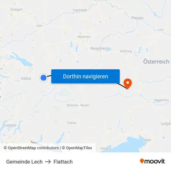 Gemeinde Lech to Flattach map
