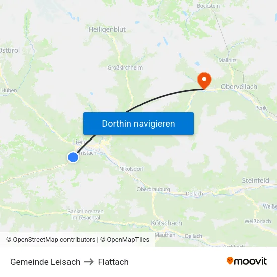 Gemeinde Leisach to Flattach map