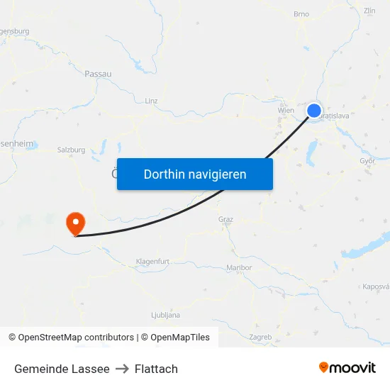 Gemeinde Lassee to Flattach map