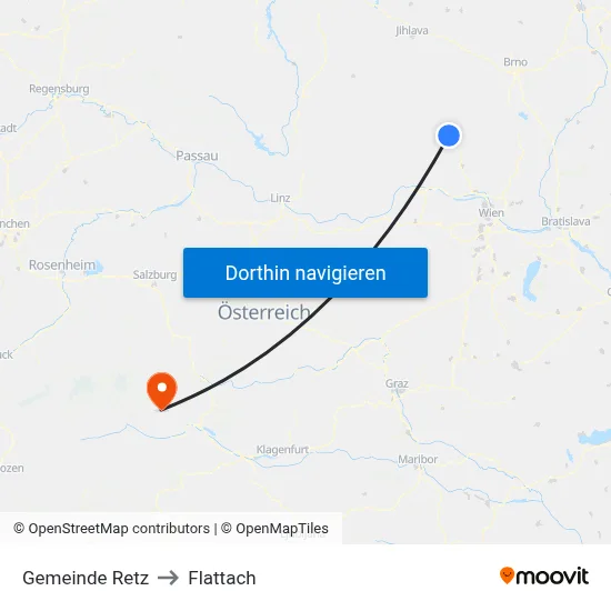 Gemeinde Retz to Flattach map