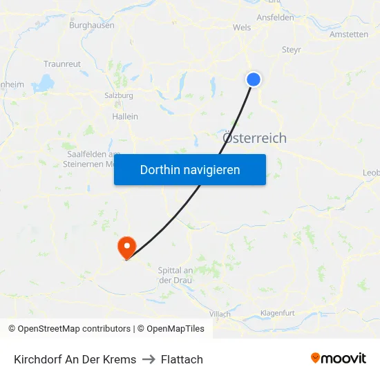 Kirchdorf An Der Krems to Flattach map