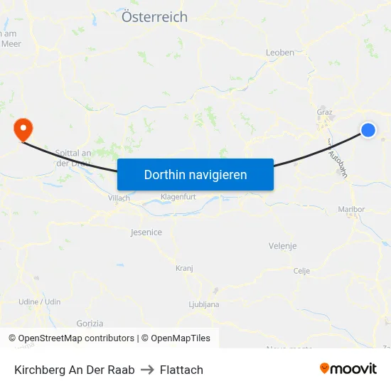Kirchberg An Der Raab to Flattach map