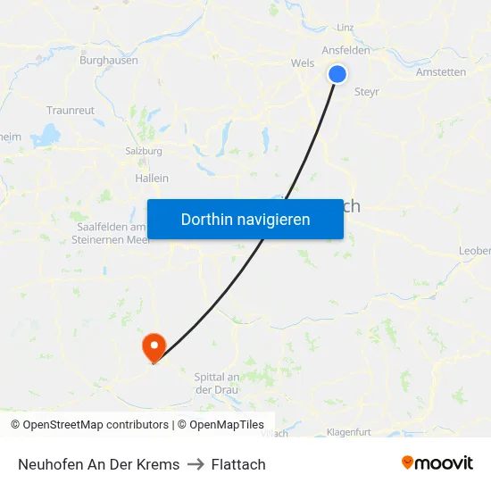 Neuhofen An Der Krems to Flattach map