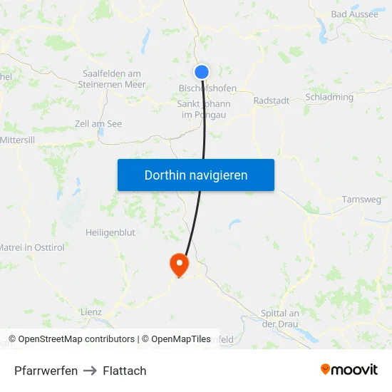 Pfarrwerfen to Flattach map
