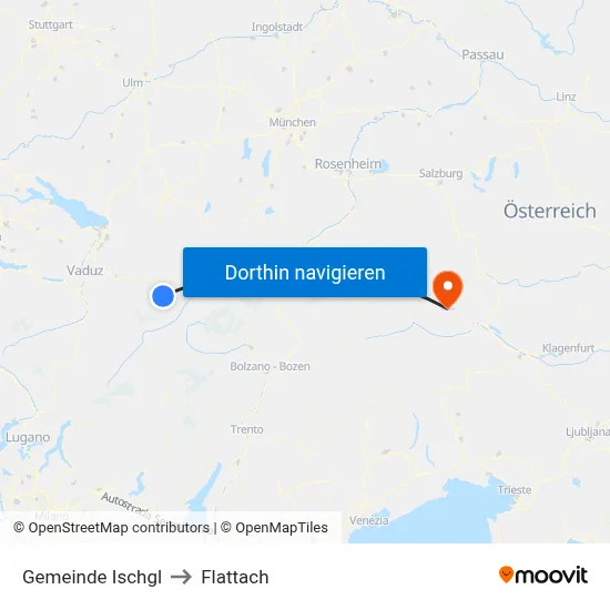 Gemeinde Ischgl to Flattach map