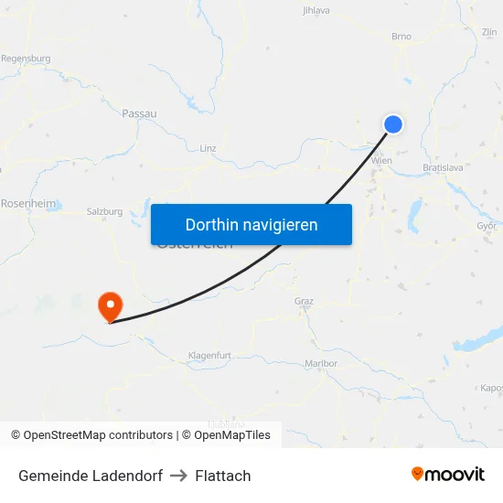 Gemeinde Ladendorf to Flattach map