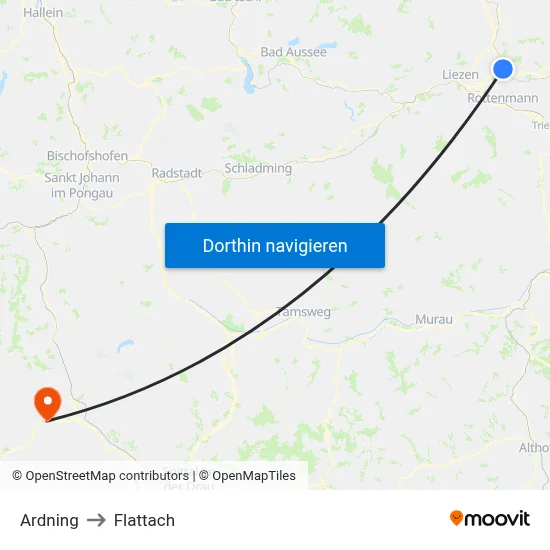 Ardning to Flattach map