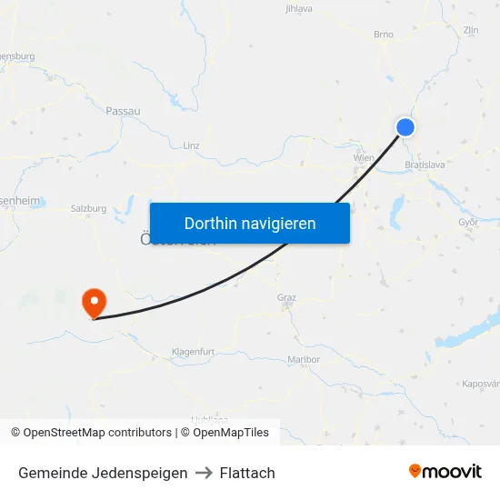 Gemeinde Jedenspeigen to Flattach map