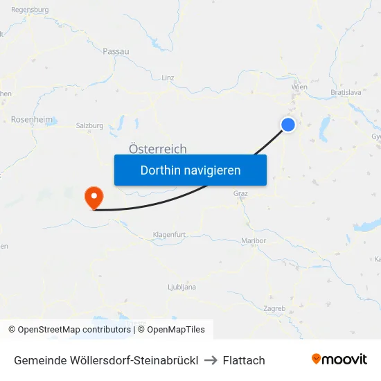 Gemeinde Wöllersdorf-Steinabrückl to Flattach map