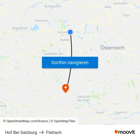 Hof Bei Salzburg to Flattach map