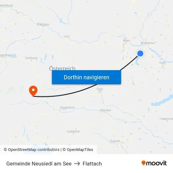 Gemeinde Neusiedl am See to Flattach map