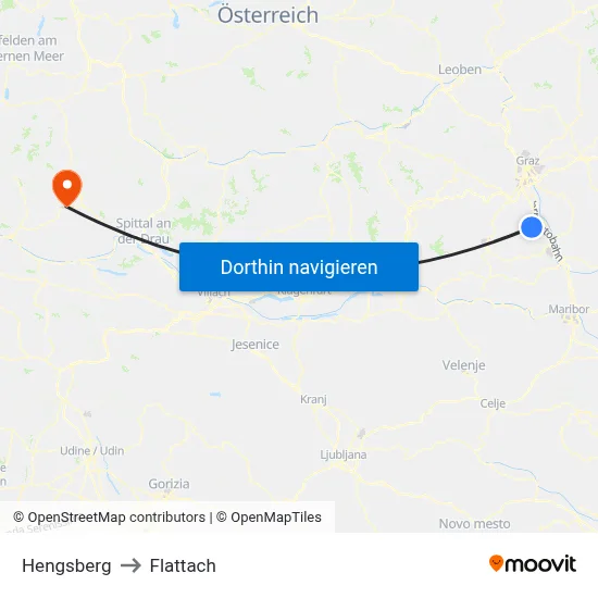 Hengsberg to Flattach map