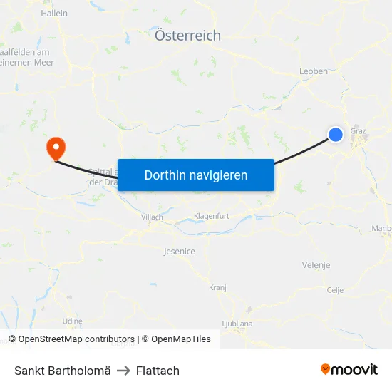 Sankt Bartholomä to Flattach map