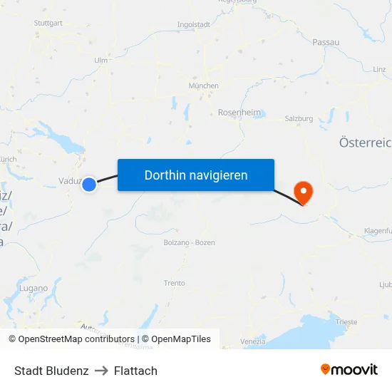 Stadt Bludenz to Flattach map