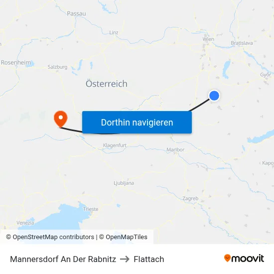 Mannersdorf An Der Rabnitz to Flattach map