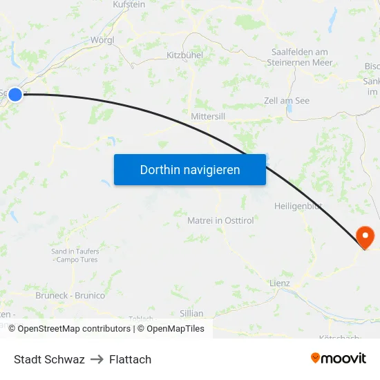 Stadt Schwaz to Flattach map