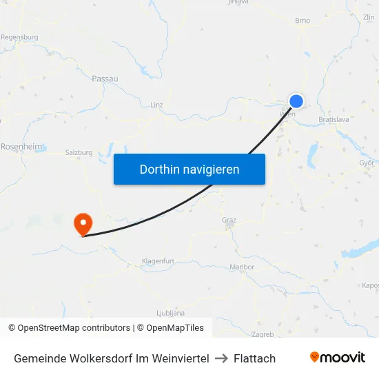 Gemeinde Wolkersdorf Im Weinviertel to Flattach map
