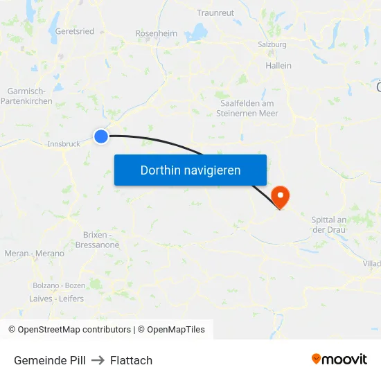Gemeinde Pill to Flattach map