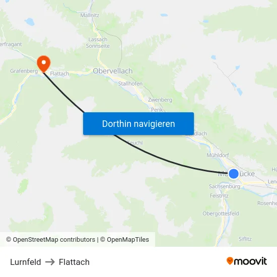 Lurnfeld to Flattach map
