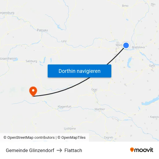 Gemeinde Glinzendorf to Flattach map