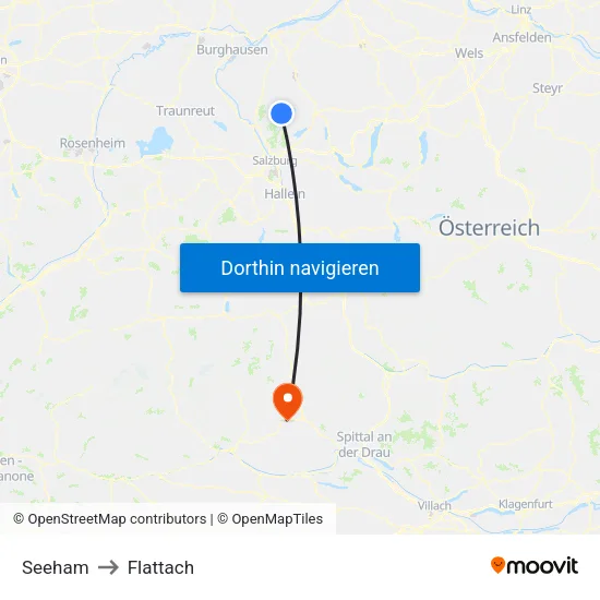 Seeham to Flattach map