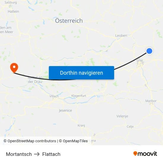 Mortantsch to Flattach map