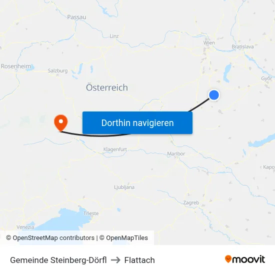 Gemeinde Steinberg-Dörfl to Flattach map