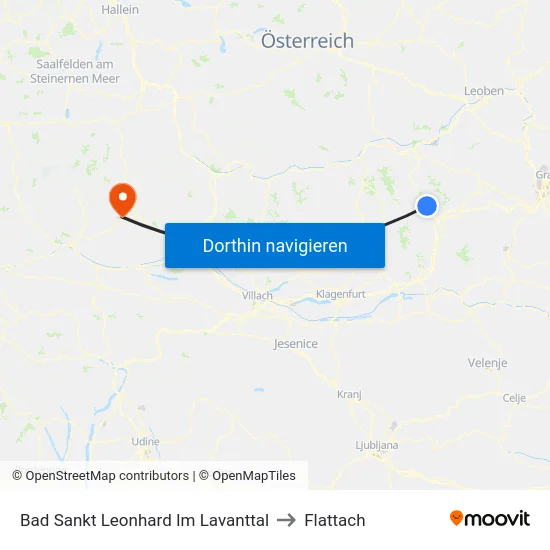 Bad Sankt Leonhard Im Lavanttal to Flattach map