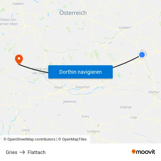 Gries to Flattach map