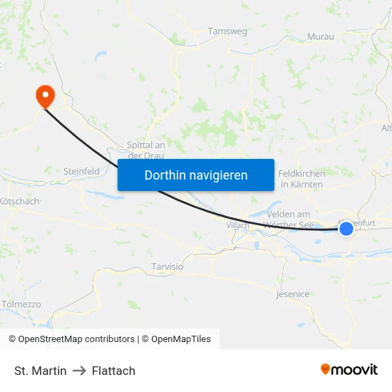 St. Martin to Flattach map