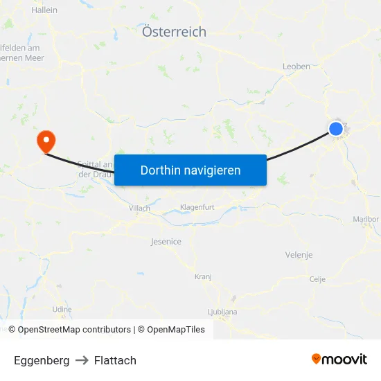 Eggenberg to Flattach map