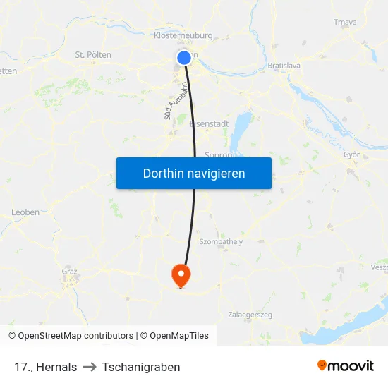 17., Hernals to Tschanigraben map