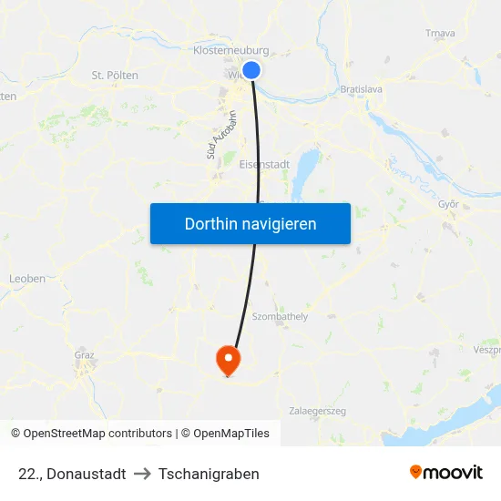22., Donaustadt to Tschanigraben map
