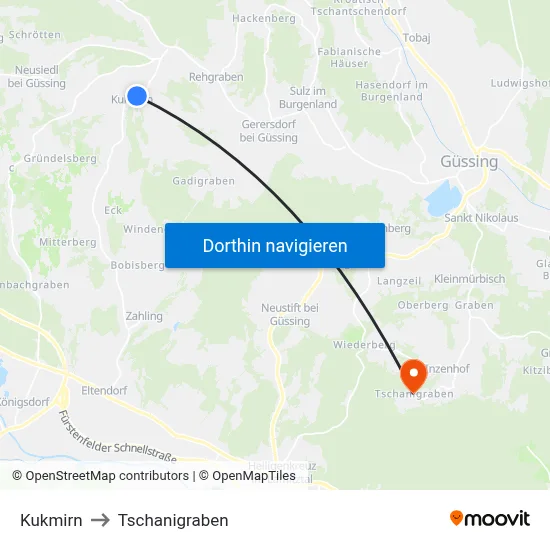 Kukmirn to Tschanigraben map
