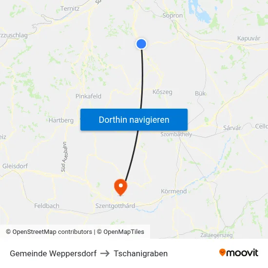 Gemeinde Weppersdorf to Tschanigraben map