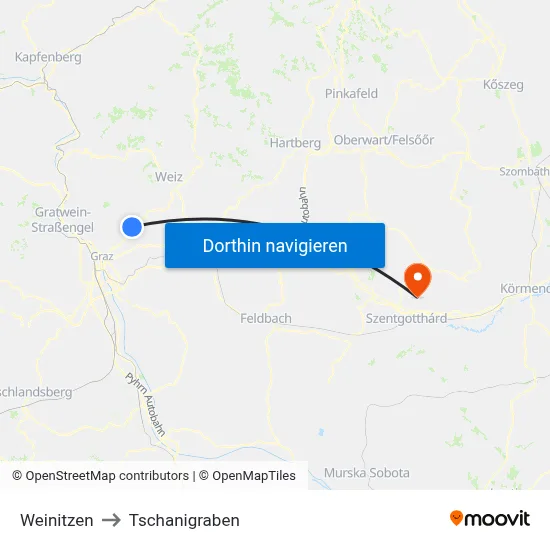 Weinitzen to Tschanigraben map
