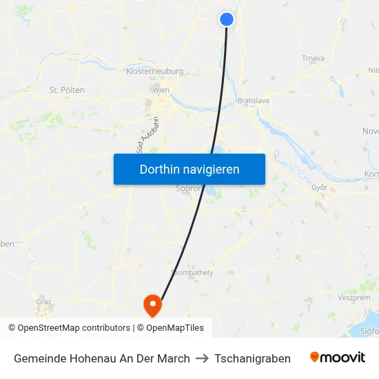Gemeinde Hohenau An Der March to Tschanigraben map