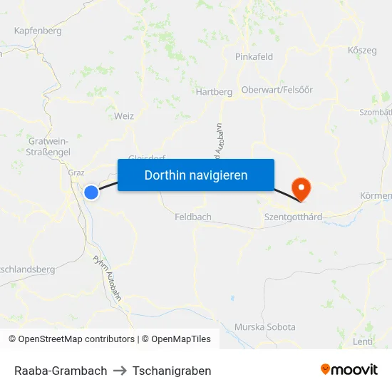 Raaba-Grambach to Tschanigraben map