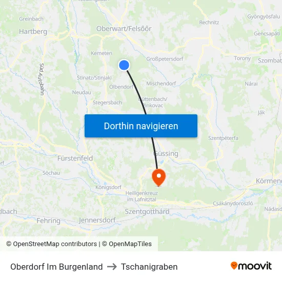 Oberdorf Im Burgenland to Tschanigraben map