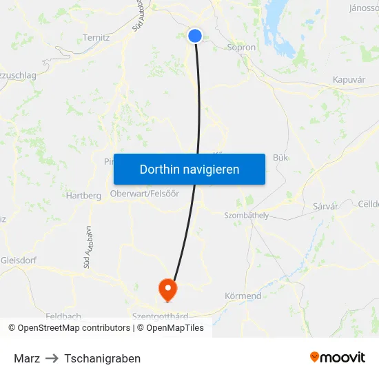 Marz to Tschanigraben map