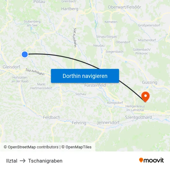 Ilztal to Tschanigraben map
