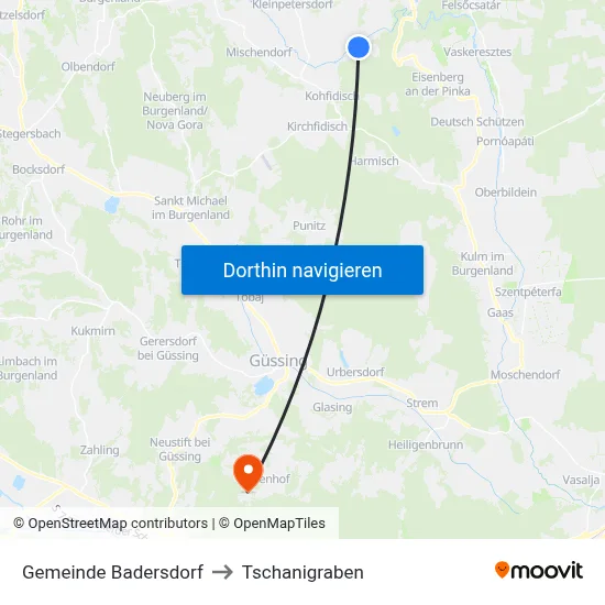 Gemeinde Badersdorf to Tschanigraben map