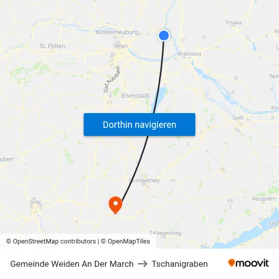 Gemeinde Weiden An Der March to Tschanigraben map