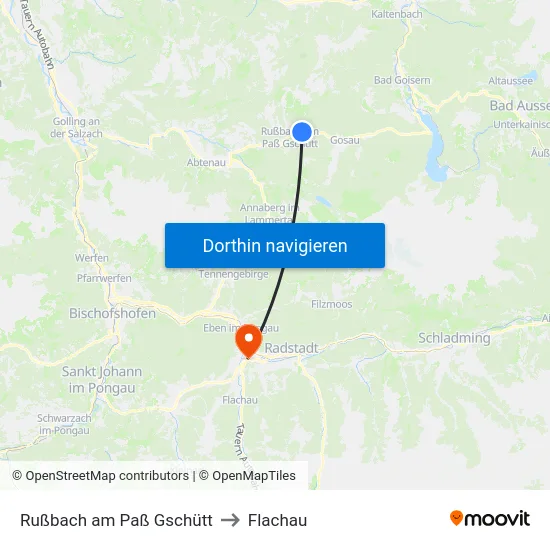 Rußbach am Paß Gschütt to Flachau map