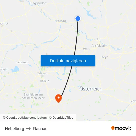 Nebelberg to Flachau map