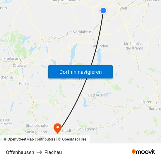 Offenhausen to Flachau map